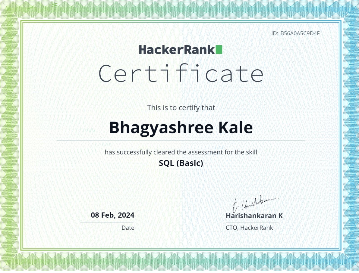 Bhagyashree Kale